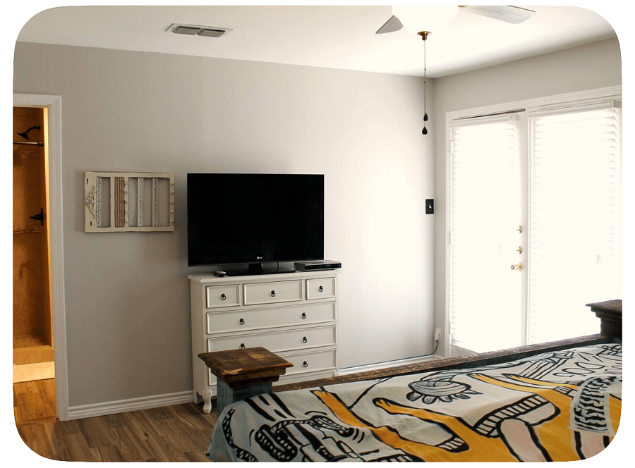 Master TV - French Doors to outside patio