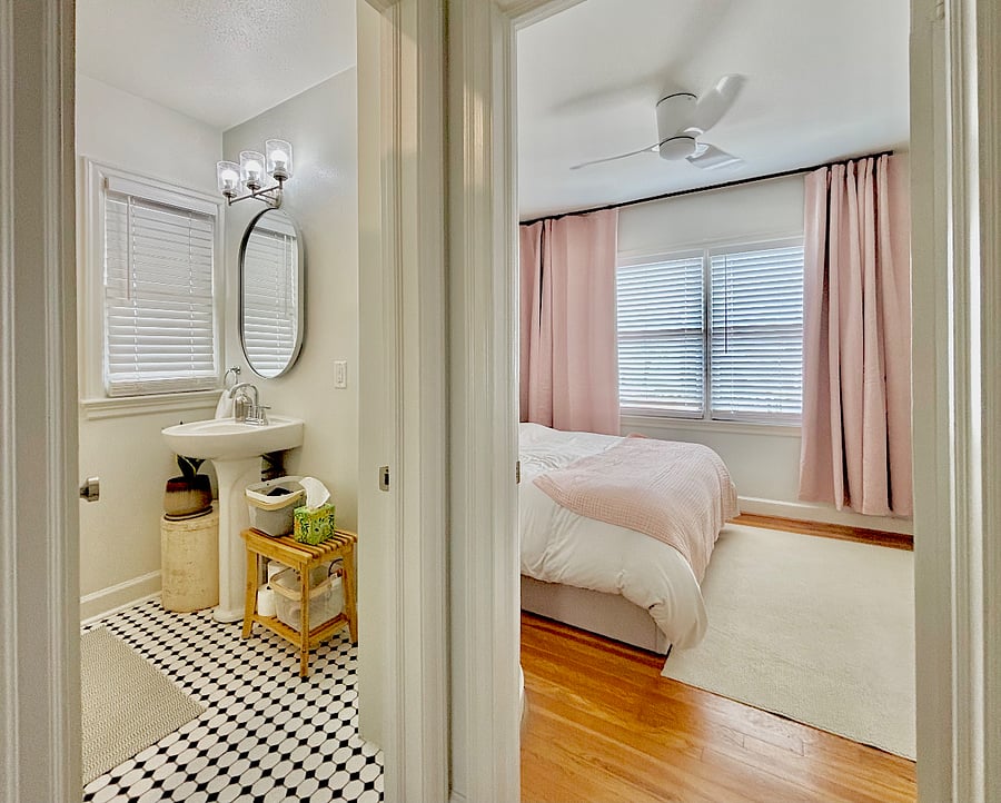 Bath and bedroom view