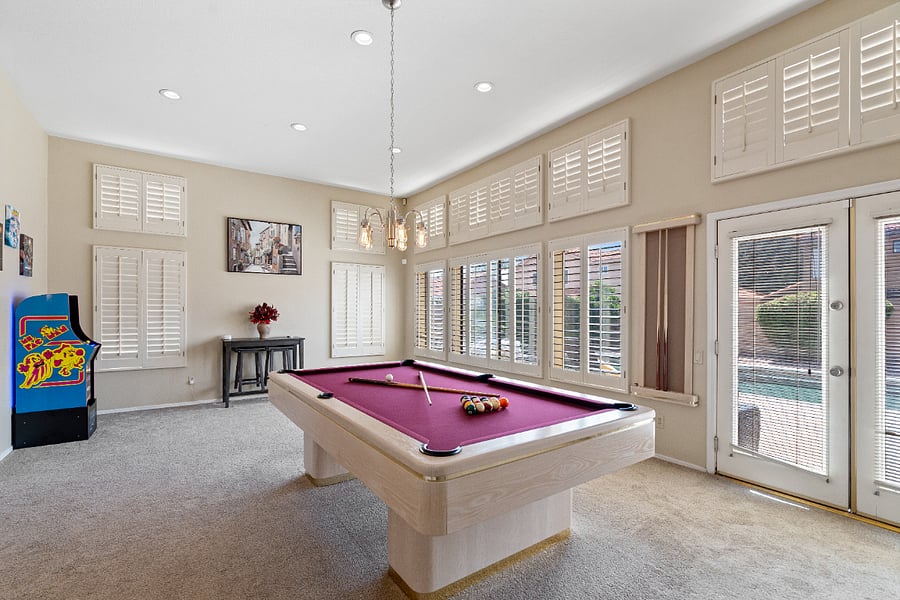 Enjoy a game of billiards in our game room, perfect for relaxing, friendly competition, and spending time with family and friends.