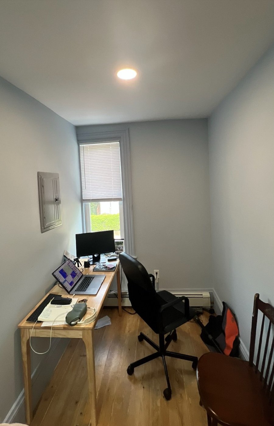 Desk at end of hallway.  Computer belongs to the current tenant.