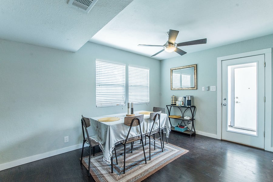 Dining area with natural light.