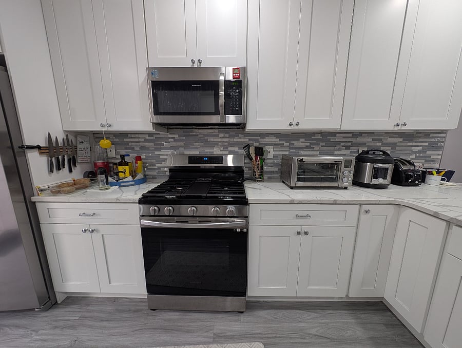 Kitchen with stainless steel appliances