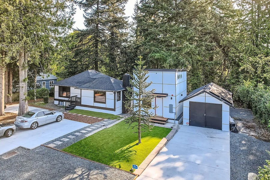 Front yard synthetic turf and parking