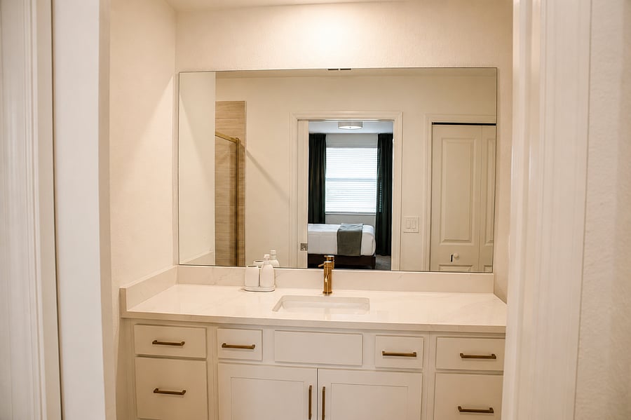 Master Bath with updated brass fixtures 