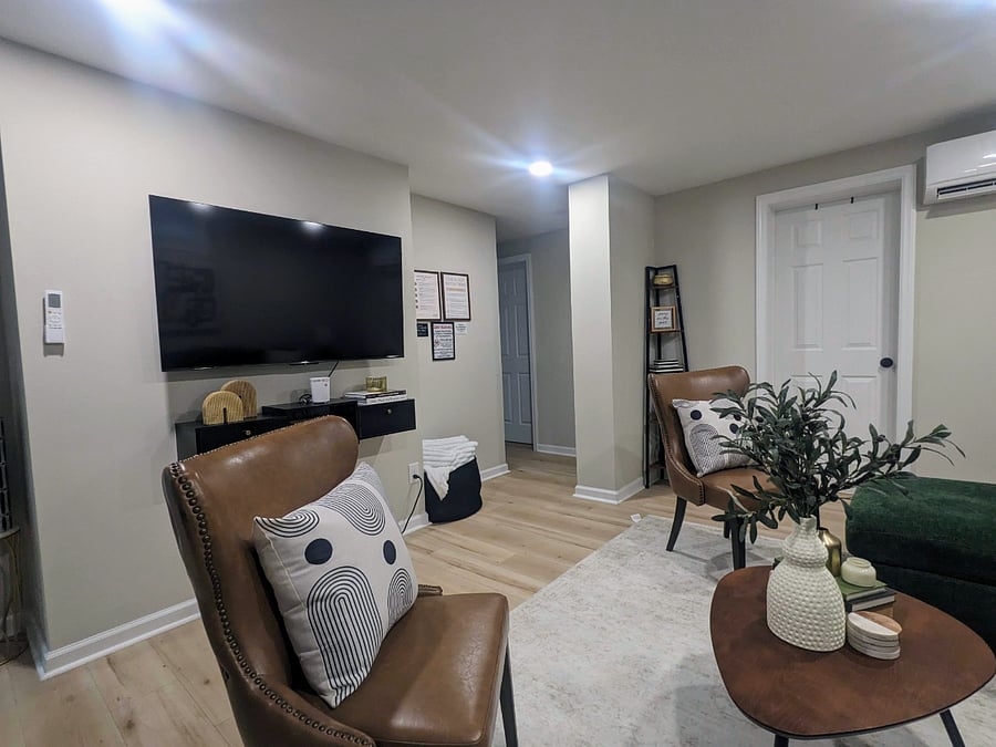 Living room with a view of Bedrooms