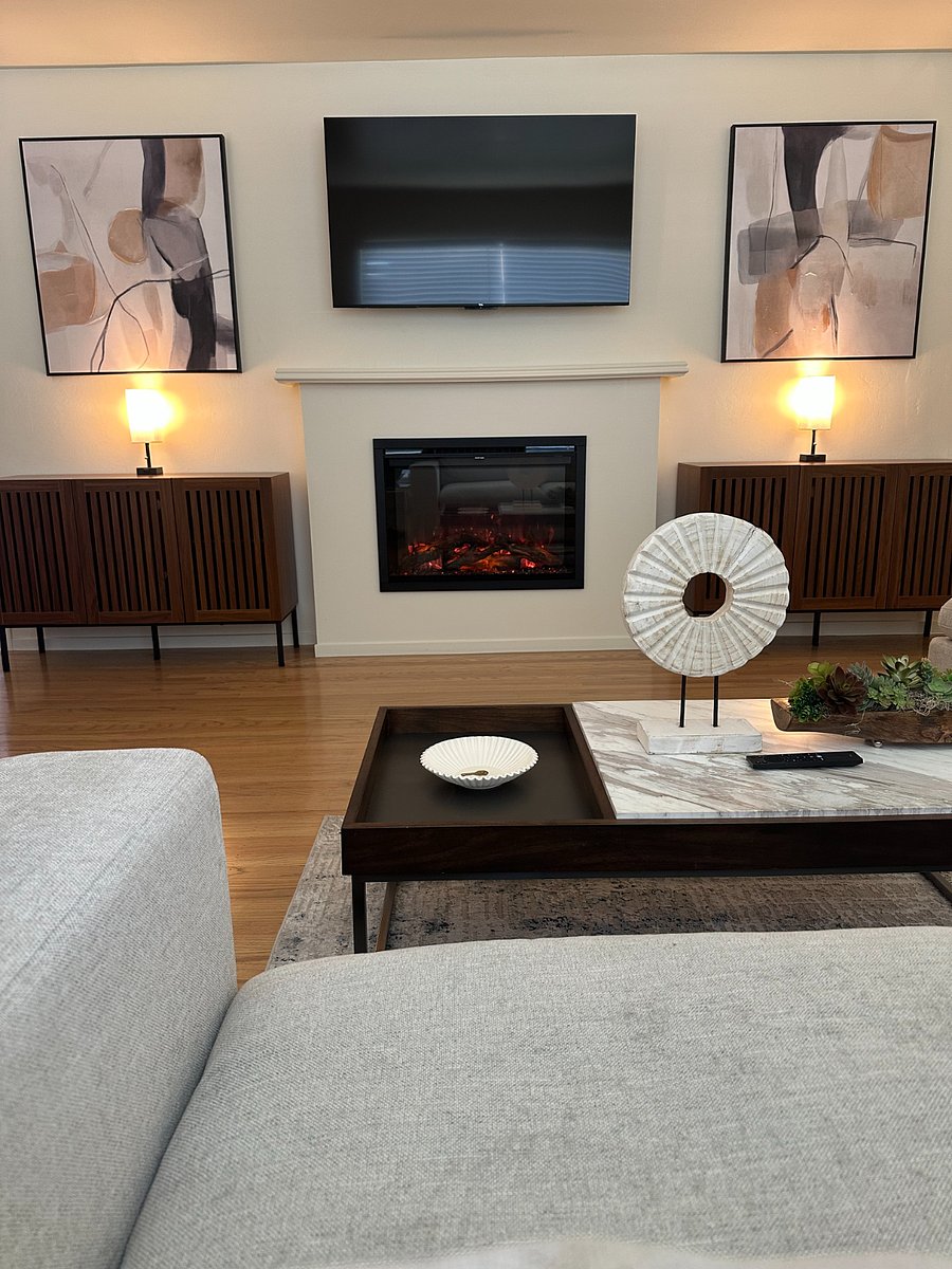 Family Room ft. smart TV and electric fireplace