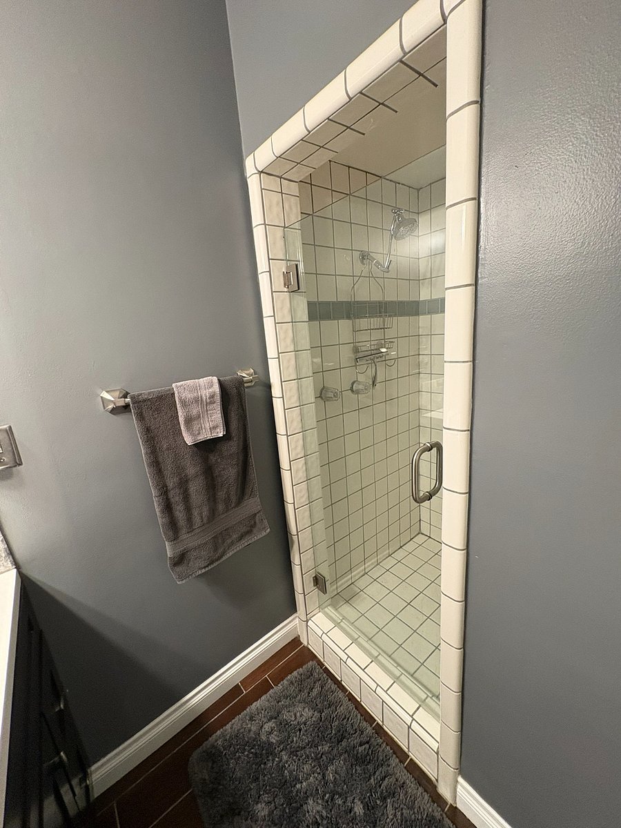 The second bathroom offers a walk-in shower.