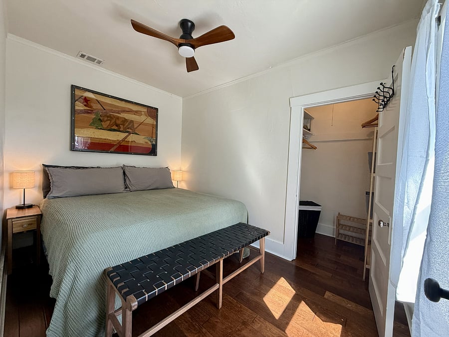 Bedroom with king bed and large closet