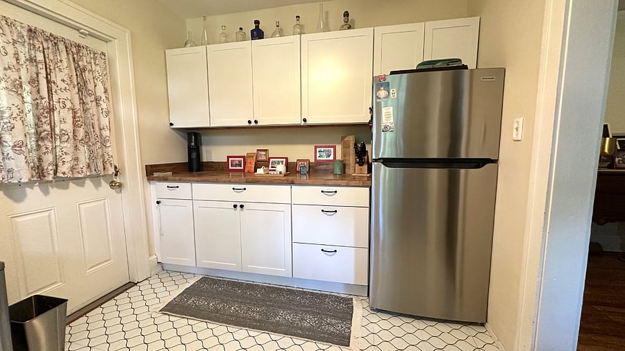 Butcher block counters and upgraded fridge