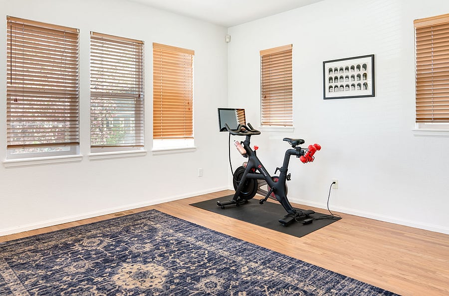 Exercise room for yoga with peloton subscription