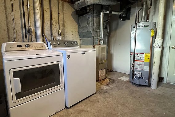 basement with washer dryer