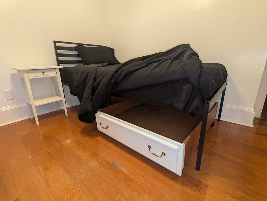 Rear bedroom - Twin XL with underbed storage.