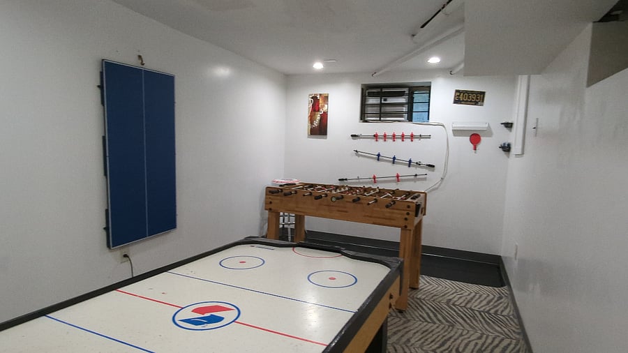 Basement (rear) Gaming area - fooseball, ping pong and air hockey