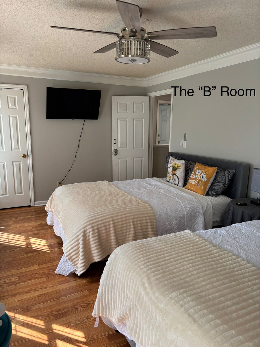 Bedroom #2: two Queen Beds, Television, Mini Refrigerator, plenty closet space, and Keyless Emtry.