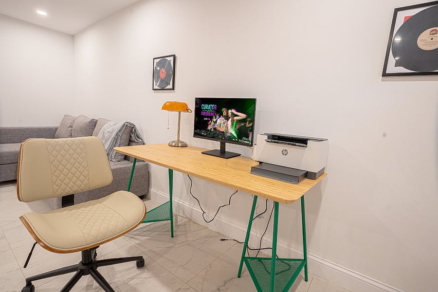 Basement bunk nook with smart TV