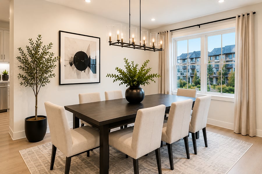 Elegant Dining Space Ideal for Meals, Meetings, or Remote Work