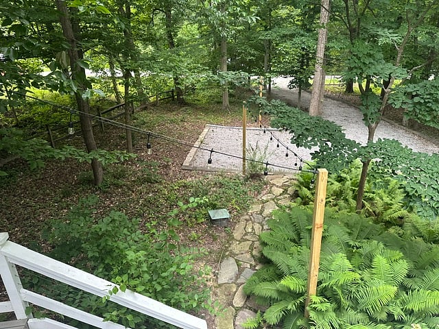 Guest have dedicated parking in the gravel area