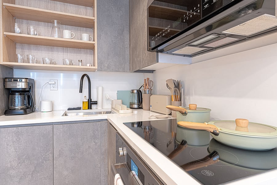 Clean, modern walk-in shower refresh and recharge in this renovated bath.