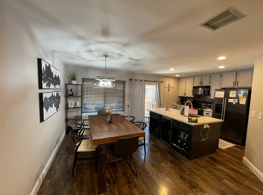 Open concept kitchen and dining room