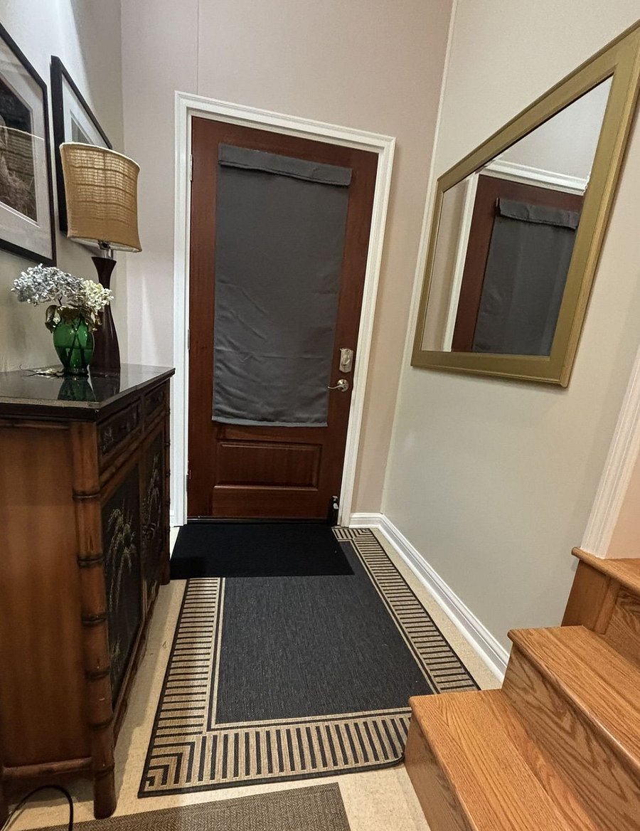 The door shade can be closed for additional privacy