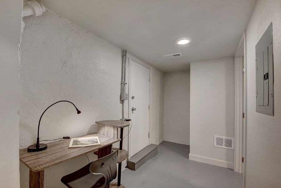The desk was removed because most use this area for storage. 