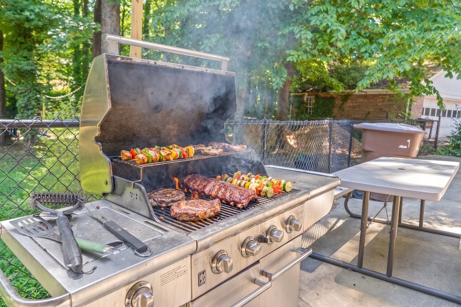 Grill is share with upstairs guests.  Trash and recycling cans are shared by all.