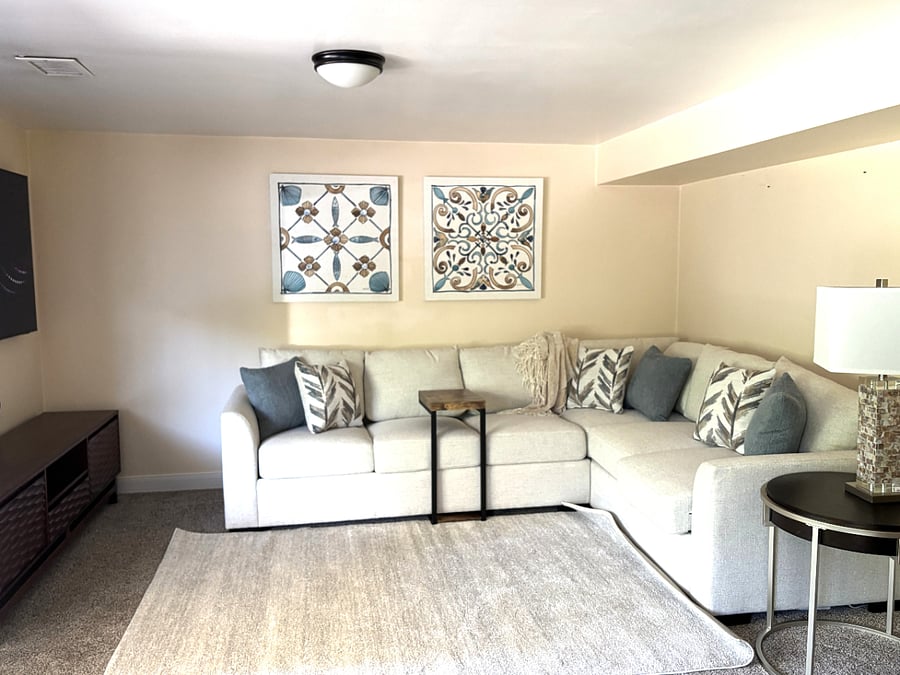Family Room with Slider to Patio and gas fireplace