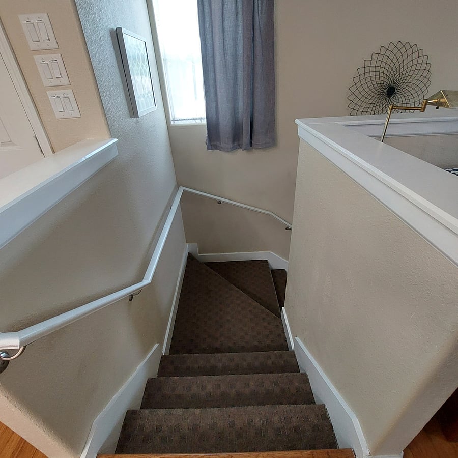 Steps from separate entrance at ground level.