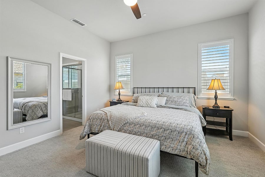 Master Bedroom - King Bed, Nightstands w/ lamps, Full Size Mirror, Bench for sitting