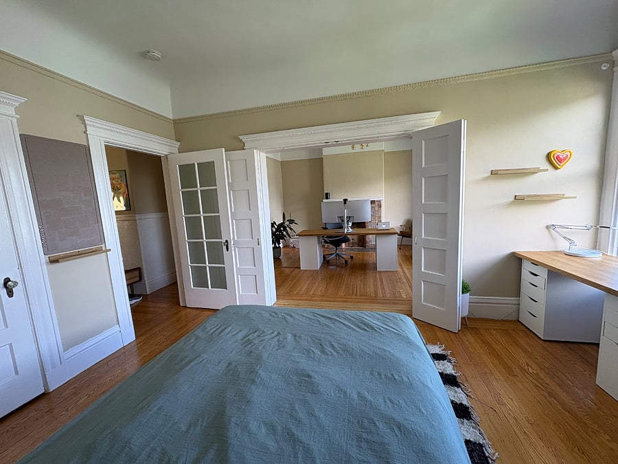 your bedroom and office open