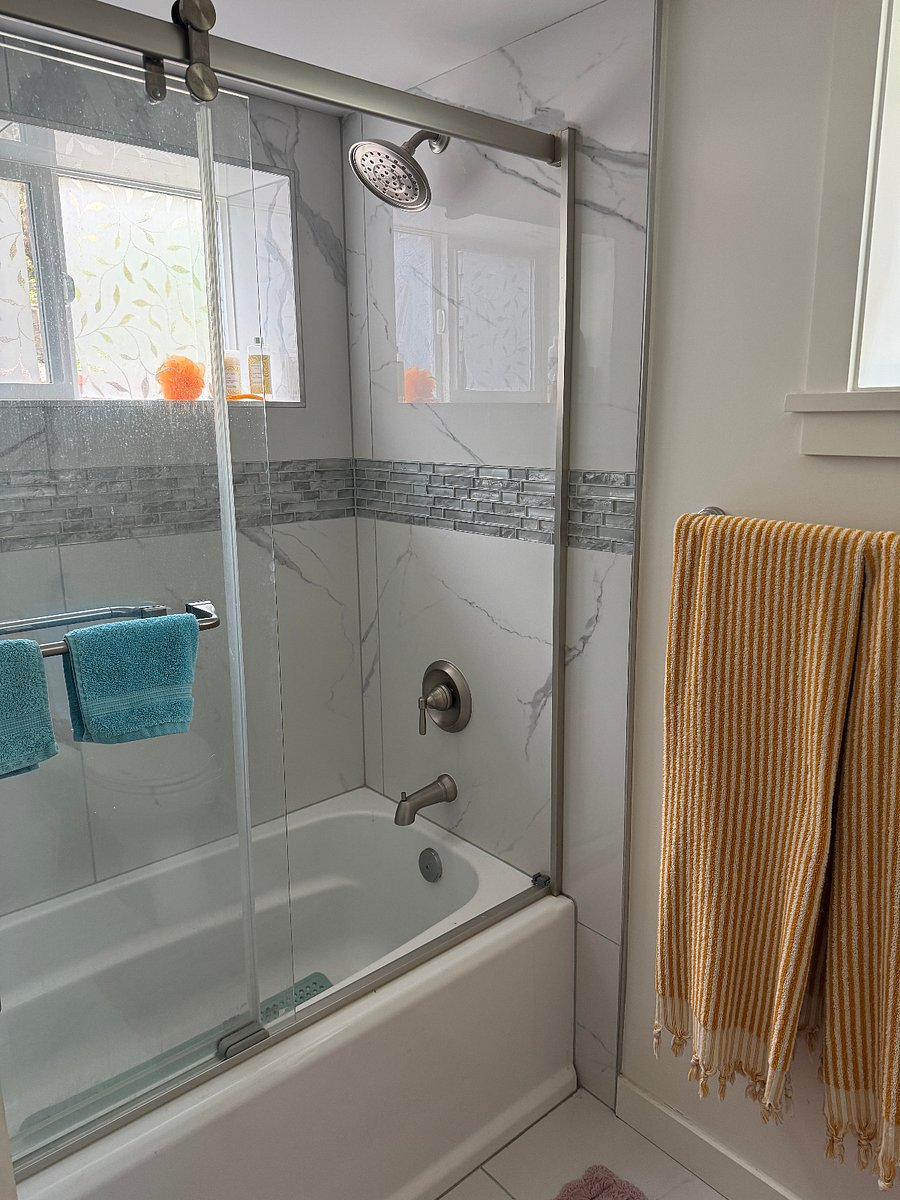 Tub and shower; great water pressure and hot water
