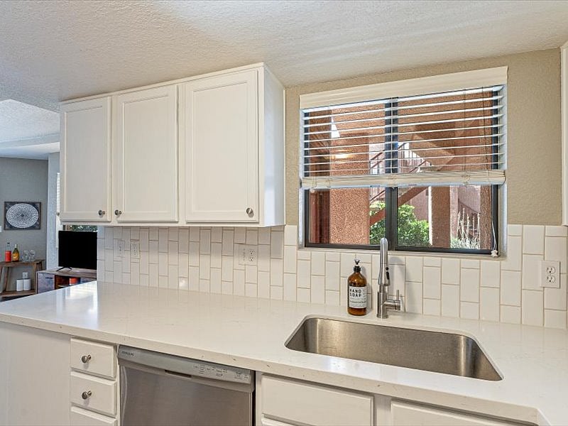Granite countertops and full stocked kitchen