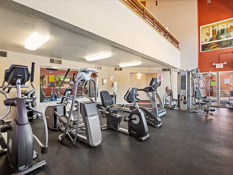 Full gym for use. Weights, cardio and kettle bells. Full locker room with showers as well
