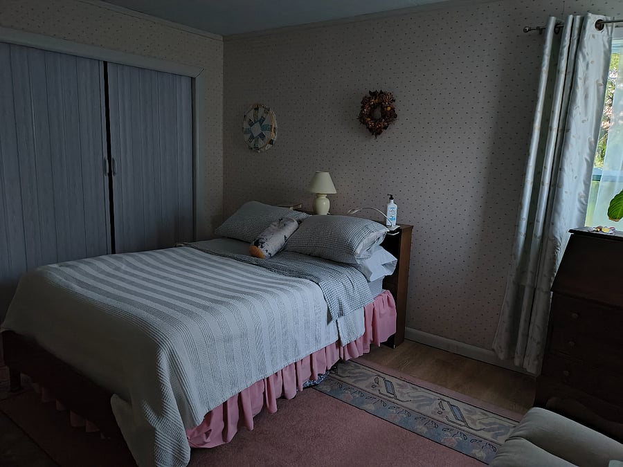 One bedroom with full bed