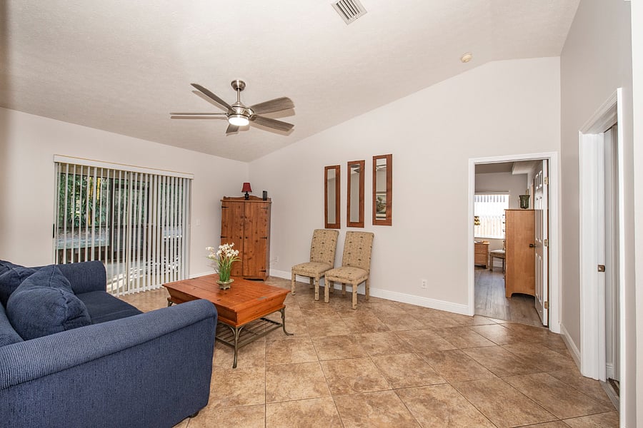 Spacious living room with bonus convertible computer hutch work area