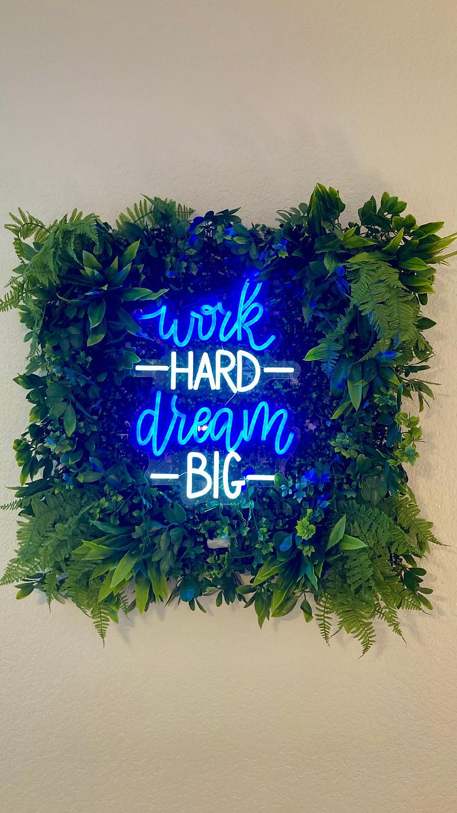 Light feature in Master Bedroom, "work Hard Dream Big"