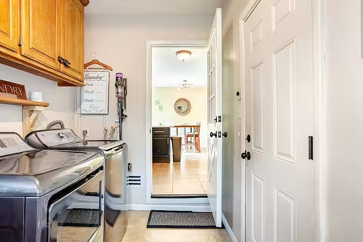 Enjoy the convenience of an inhome washer and dryer, along with plenty of space to fold and organize.