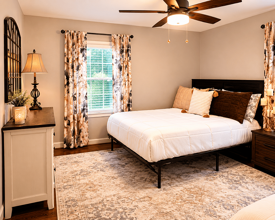 Spacious Bedroom with Two Queen Beds, Smart TV, Dresser & Mirror