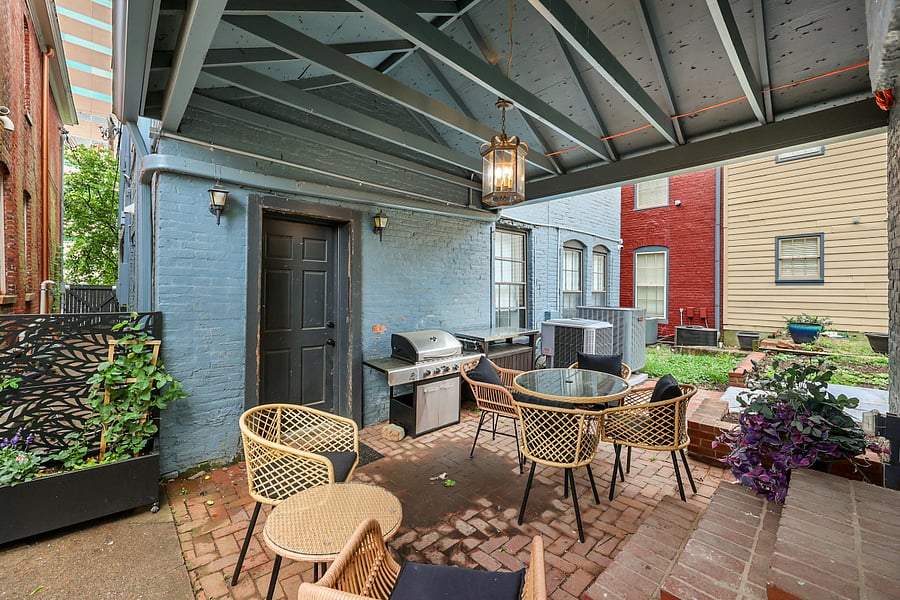 Dine al fresco on our covered patio.