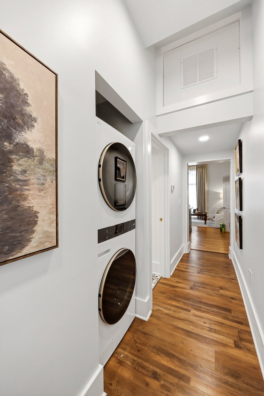 Brand-new, full-sized washer and dryer are on site. A starter amount of detergent and fabric softener are included.