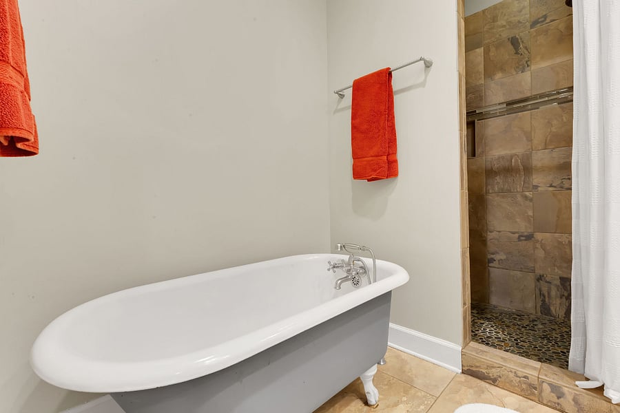 Relax in the clawfoot bathtub after a long shift.