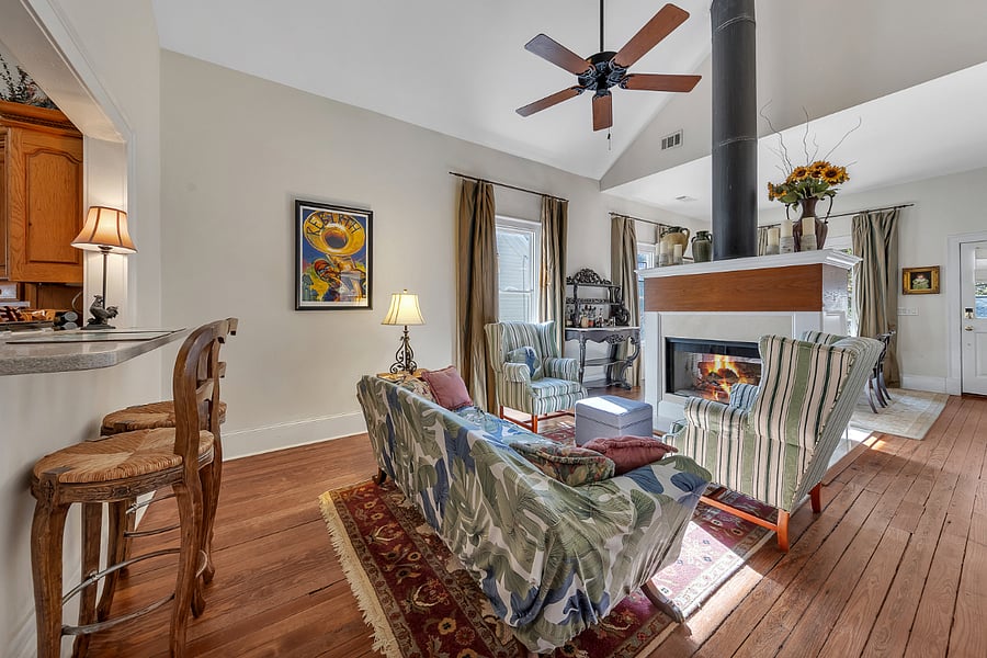 Relax while watching your favorite show on a 70" TV in this space