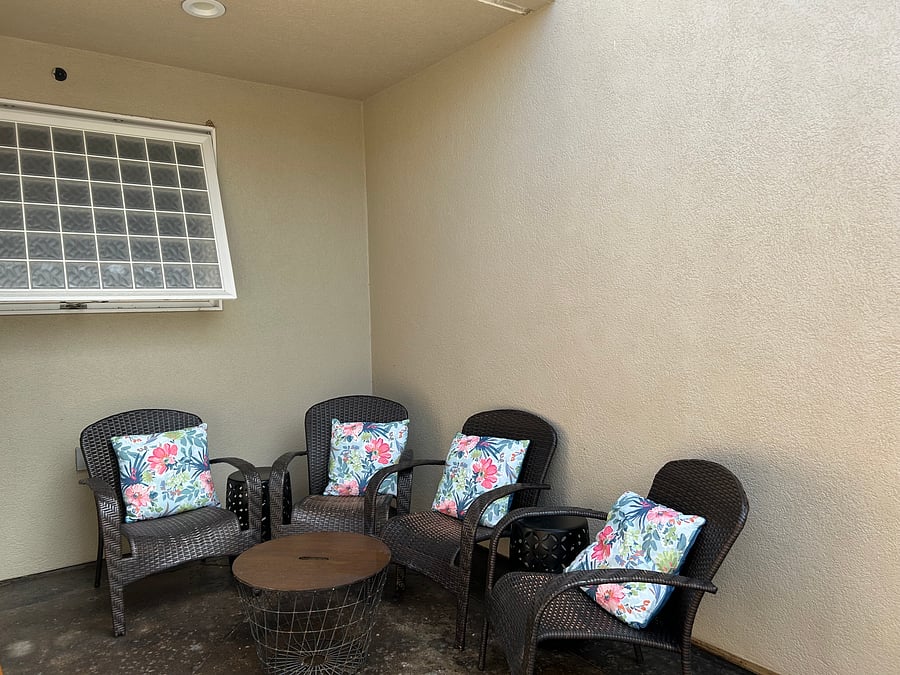 Cozy front entry seating area