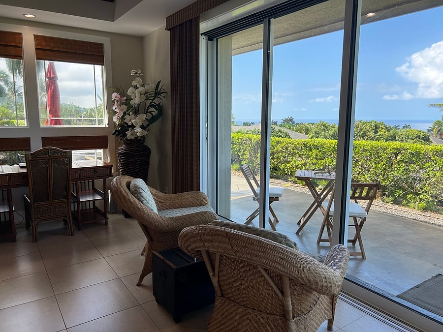 Perfect seats for coffee while enjoying the ocean and breezes