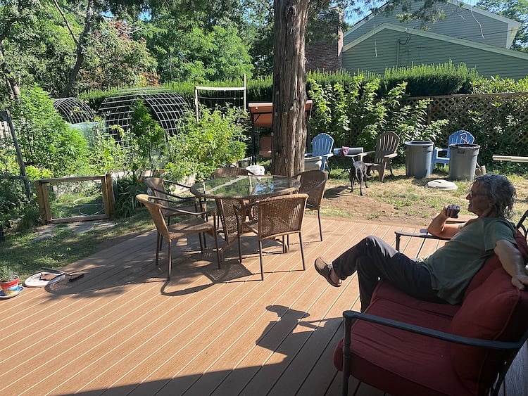 deck and yard/garden in season