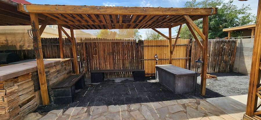 Outdoor sitting area with shade