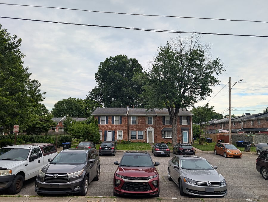 view out the front door, parking!