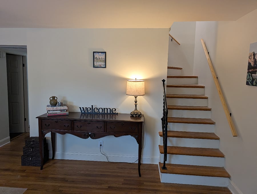 Living room, stairs going to second floor