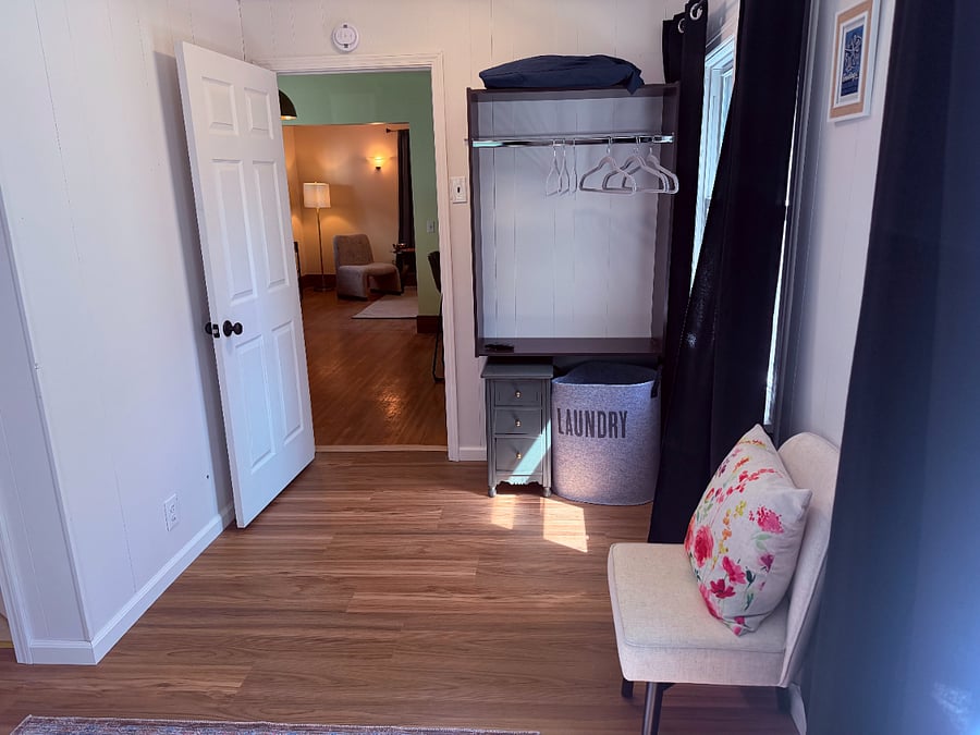 Master bedroom entrance with closet area