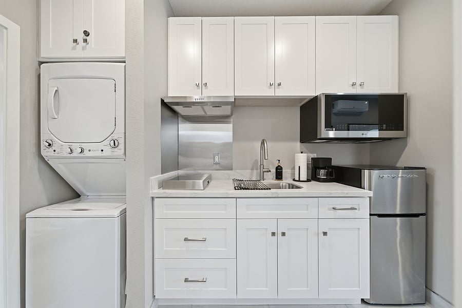 In unit Laundry. Fully stocked Kitchenette